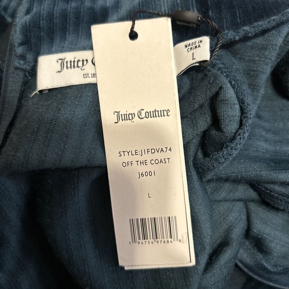 Juicy Couture Women’s Size Large Velvet Dress Y2K defined waist dark teal - Picture 8 of 8